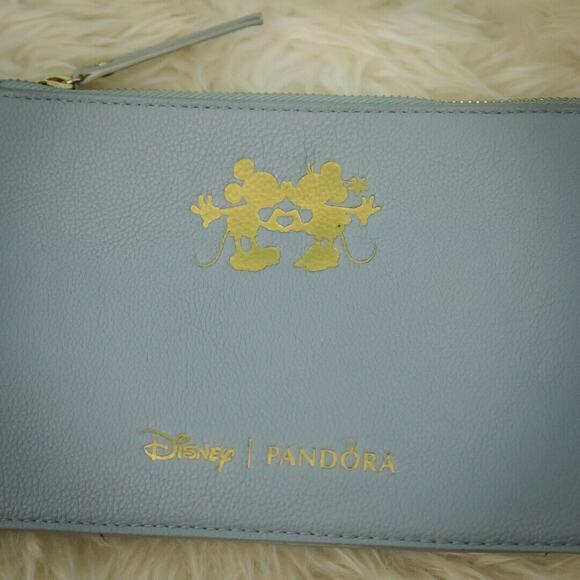 Disney Pandora Grey Gray with Gold Embossed Mickey Minnie Mouse Wristlet Clutch - Picture 2 of 5